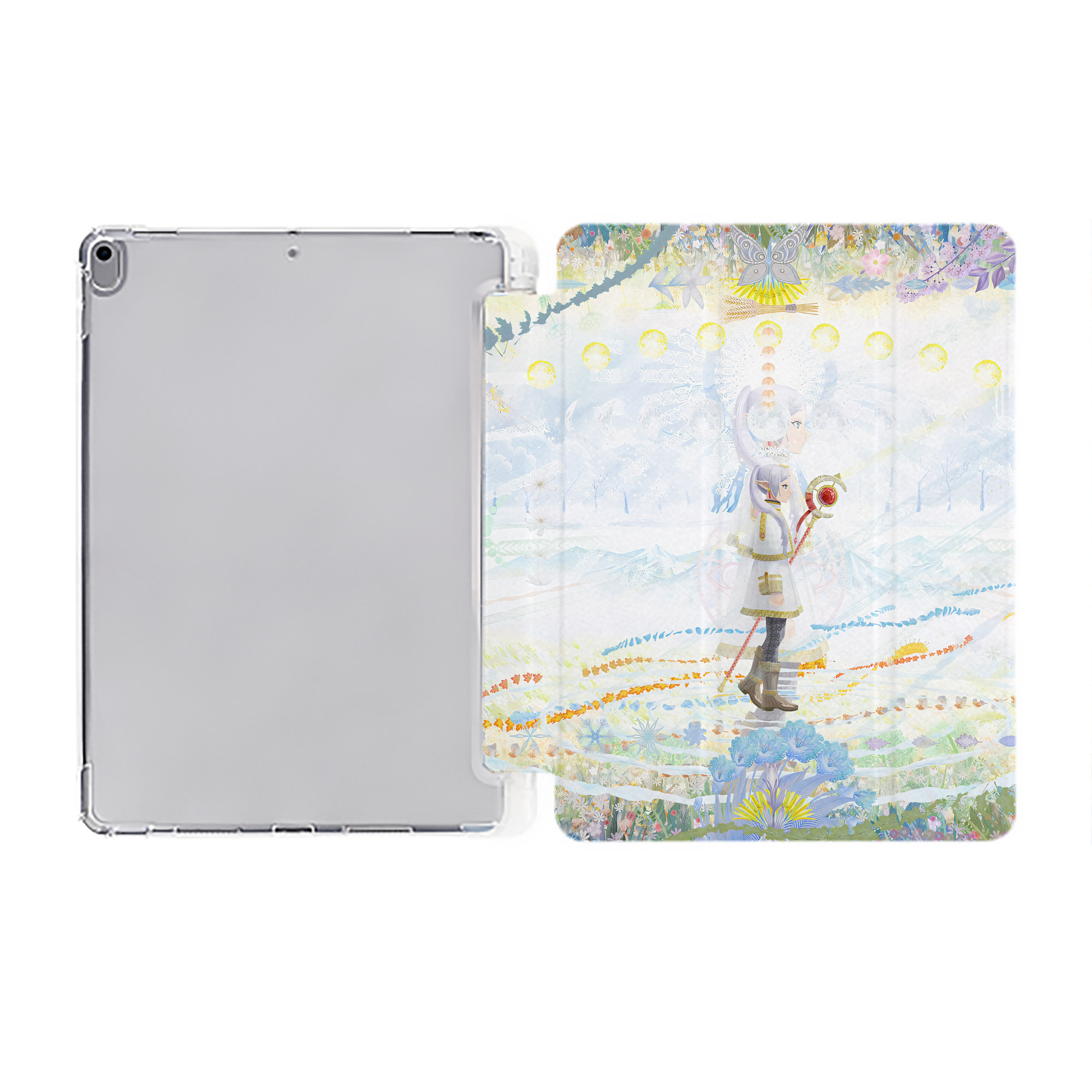 （画像用） 葬送のフリーレン Frieren IPad ケース ペン収納付き 三つ折りスタンド PUレザー×シリコン 対応機種9.5/10.5/10.9インチ
